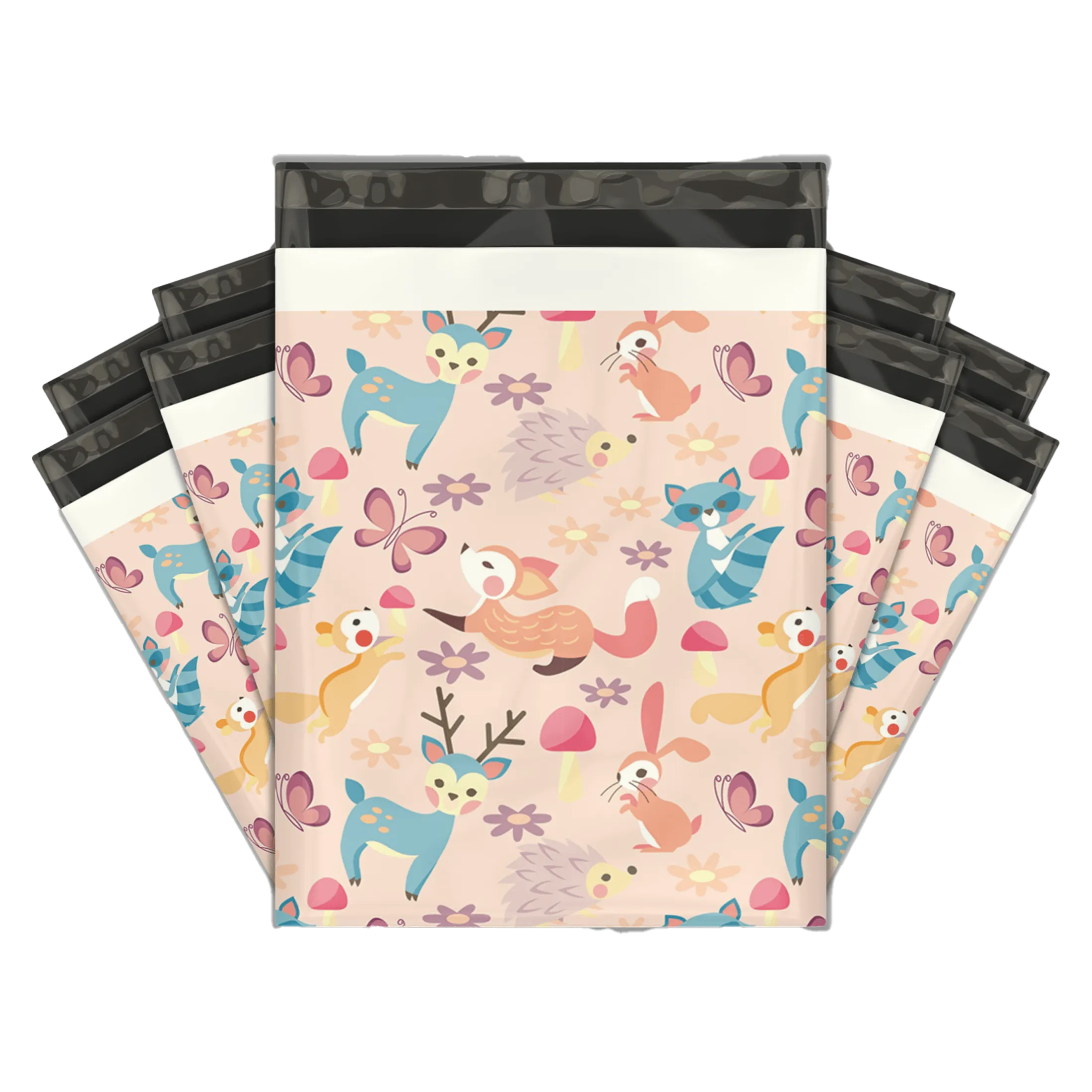 10x13 Woodland Critters Designer Poly Mailers Shipping Envelopes Premium Printed Bags