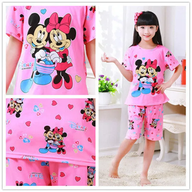 2016 children pajamas set kids baby girl boys cartoon casual clothing costume short sleeve children sleepwear pajamas sets