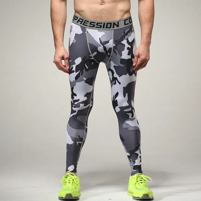 2017 New men camouflage/compression tights/Leggings Running sports/Gym male trousers/capris of fitness/pants of quick-drying