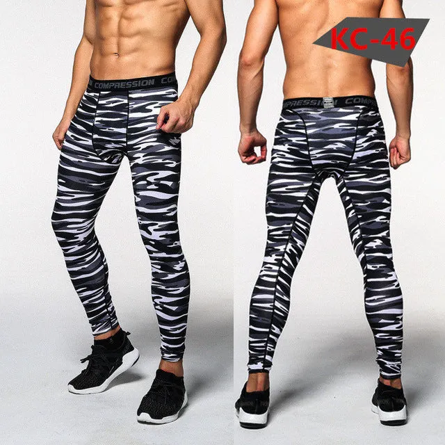 2017 New men camouflage/compression tights/Leggings Running sports/Gym male trousers/capris of fitness/pants of quick-drying