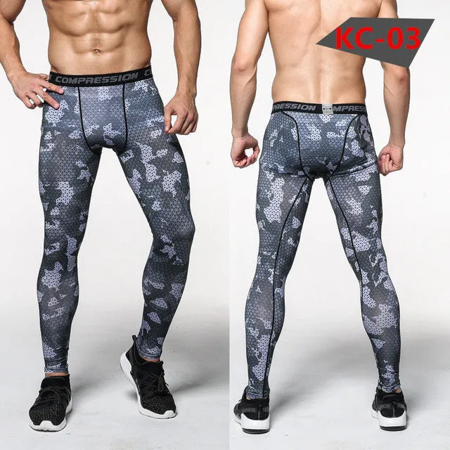 2017 New men camouflage/compression tights/Leggings Running sports/Gym male trousers/capris of fitness/pants of quick-drying