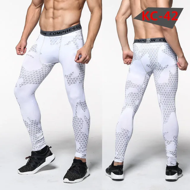 2017 New men camouflage/compression tights/Leggings Running sports/Gym male trousers/capris of fitness/pants of quick-drying