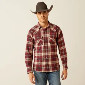 Ariat Red/Tan Plaid Harlee Flannel Retro Western Snap Shirt for Men