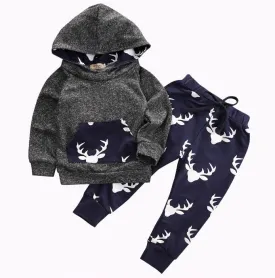 Baby Boys Girls Clothes Set Warm Outfits Deer Tops Hoodie Top   Pant Leggings Cute Animals Kids Baby Clothes