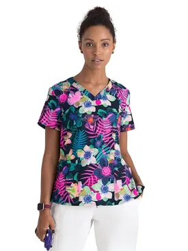 Barco One Women's Print V-Neck Scrub Top | Summer Delight