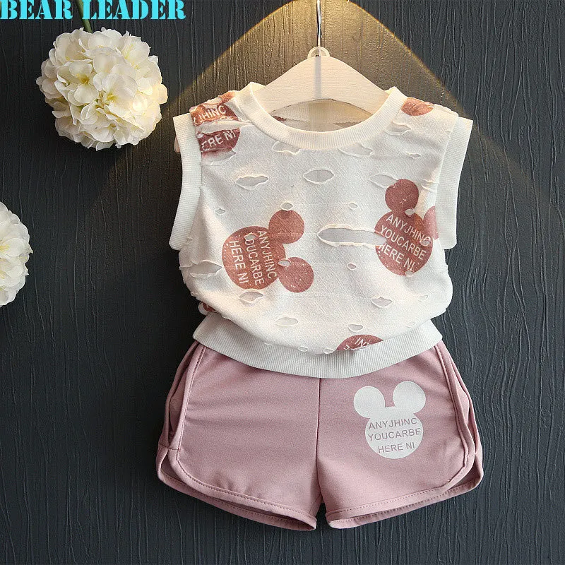 Bear Leader Girls Clothing Sets 2016 Fashion Summer Kids Clothing Sets Lovely Doll Print T-shirt Short 2Pcs for Girls Clothes