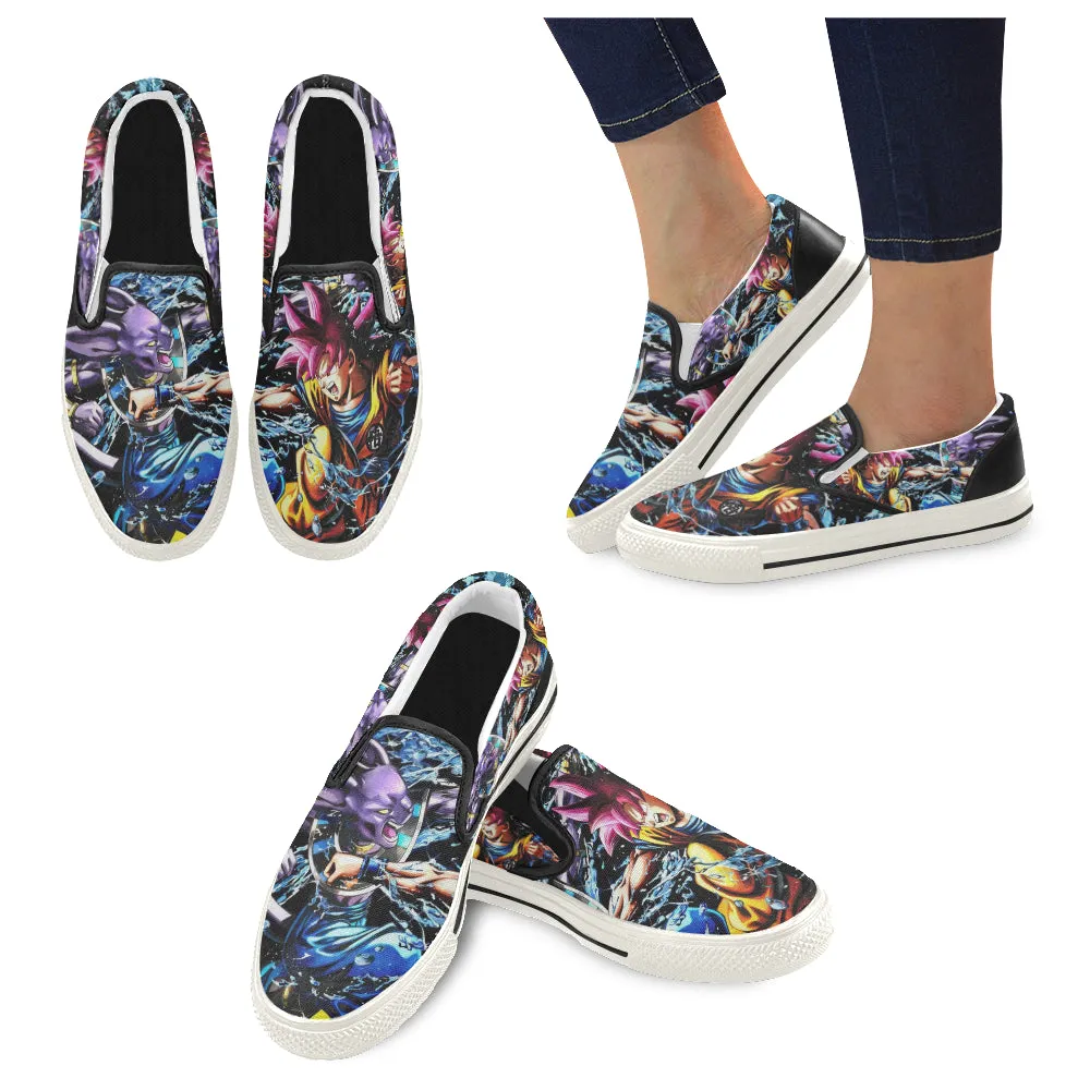 Beerus vs goku Men's Unusual Slip-on Canvas Shoes