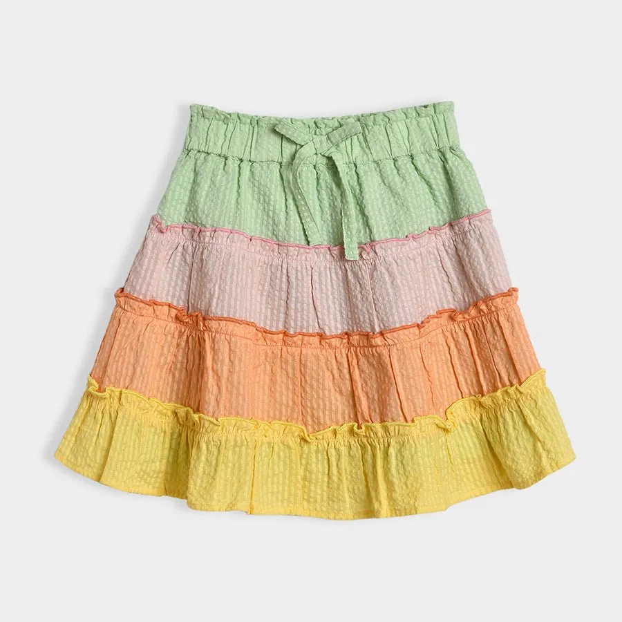 Bloom Multicolor Woven Top & Skirt Set