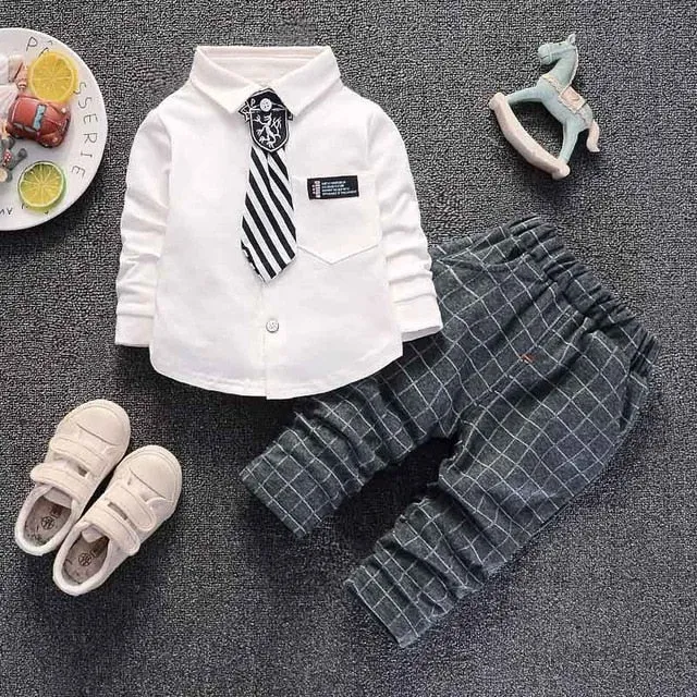 Boys clothing set spring formal gentleman 2 pcs suit for kids