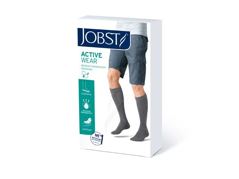 Bsn Medical Jobst Activewear Socks Stocking Compression Kn 15-20Closed Stl Grey Lg 1/Pr