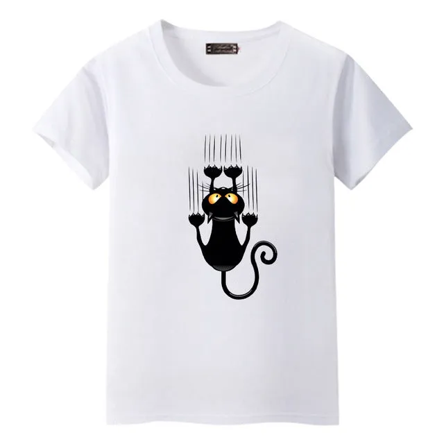 Dandeqi Naughty Black Cat 3D T shirt Women Lovely Shirt Good Quality Comfortable Brand Shirts Soft Tops