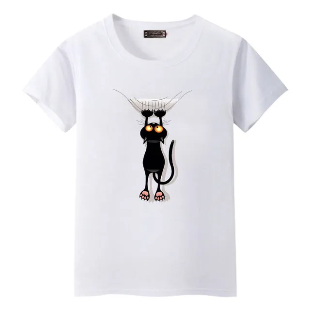 Dandeqi Naughty Black Cat 3D T shirt Women Lovely Shirt Good Quality Comfortable Brand Shirts Soft Tops