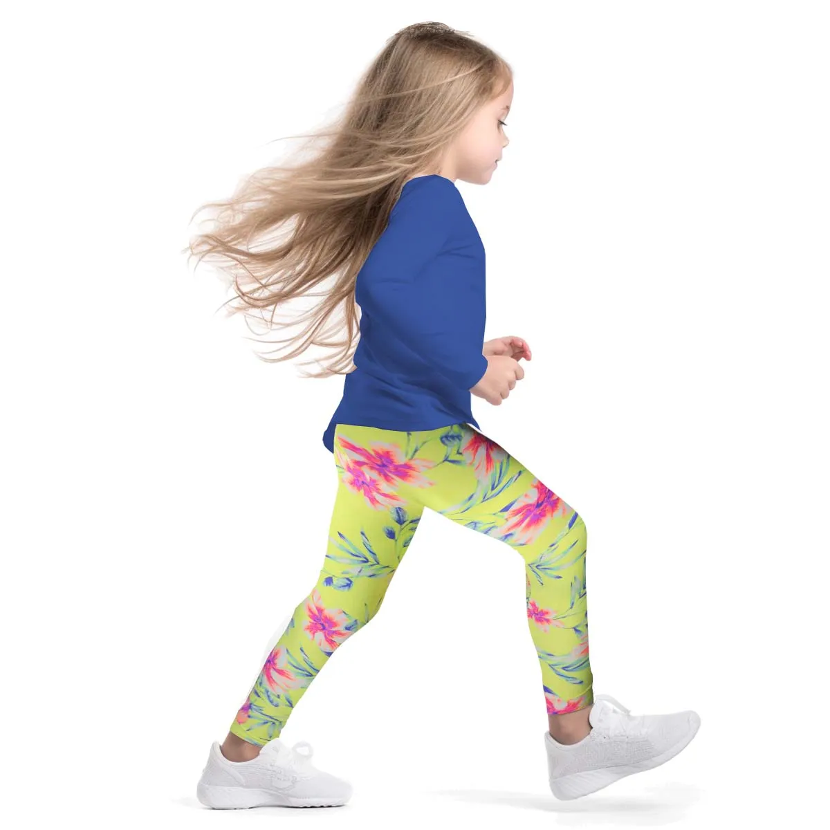 Girls Sports Leggings | Beautiful Yellow Hibiscus Print | Ankle-length | Activewear | Age 3 – 12 Years | Broggs®