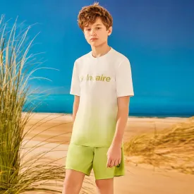 Gradient Logo Featured Boy Green Two Piece Tankini Set