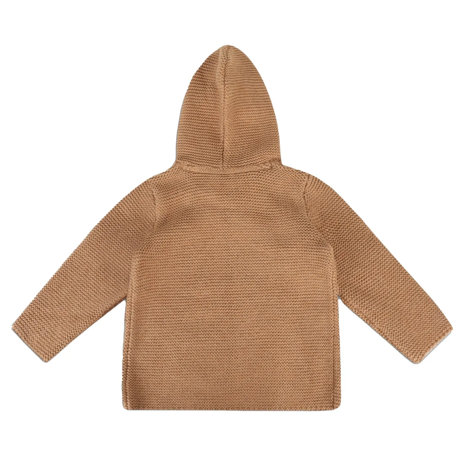 Hooded Button & Pocket Sweater Knit Baby Jacket / Chai