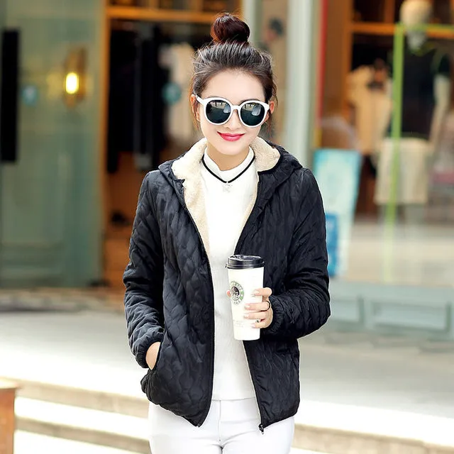 Hooded Fleece Women Winter Jacket 2017 New Arrival Casual Warm Long Sleeve Plus Size Ladies Basic Coat jaqueta feminina