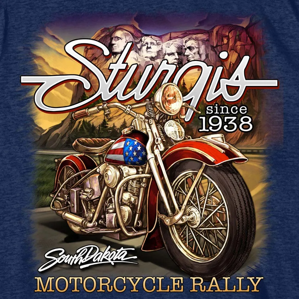 Hot Leathers SPB1097 Men’s Heather Navy 2023 Sturgis Rushmore T-Shirt