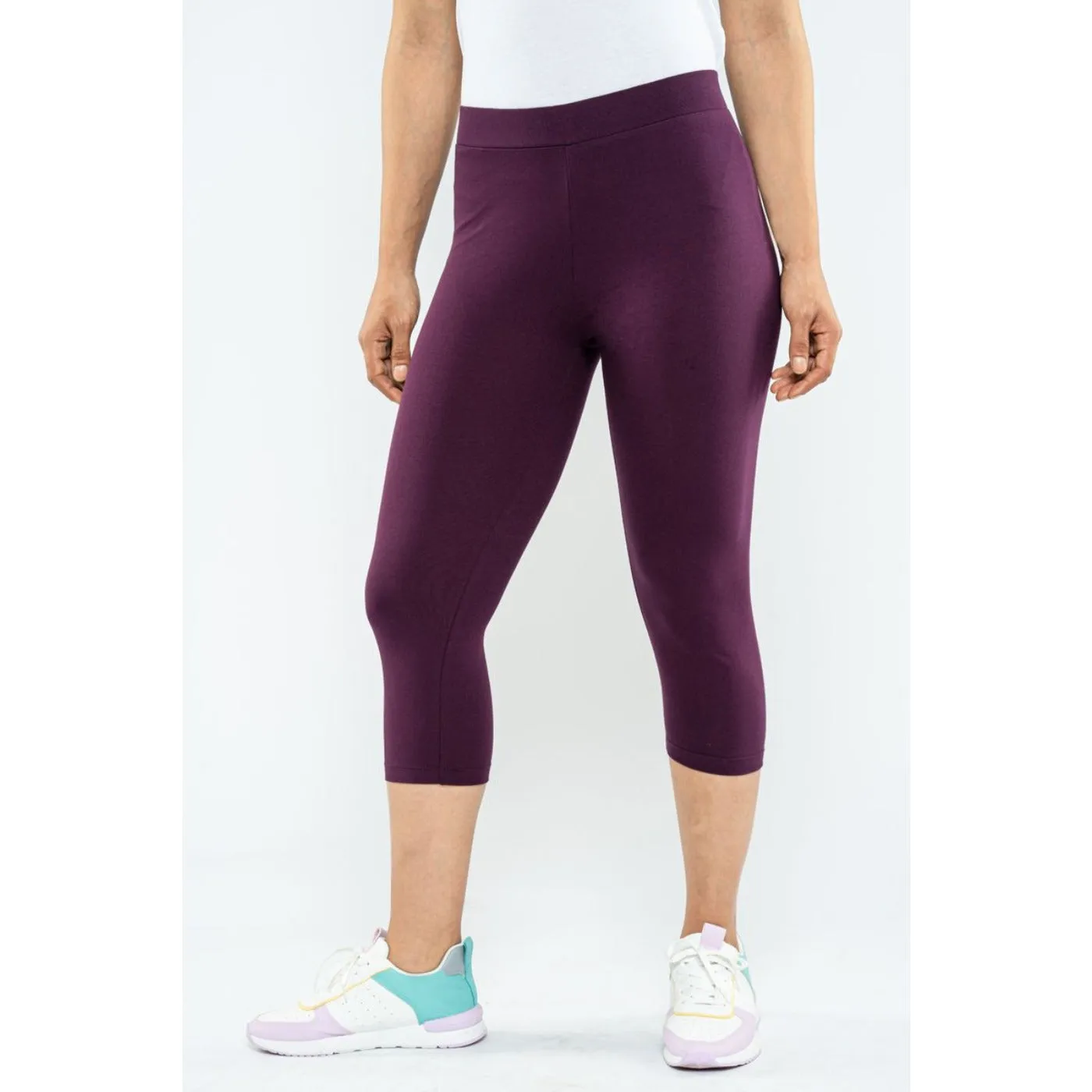 Maroon Plain Cropped Legging Pants