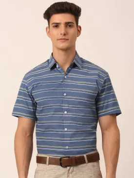 Men'S Cotton Striped Half Sleeve Formal Shirts