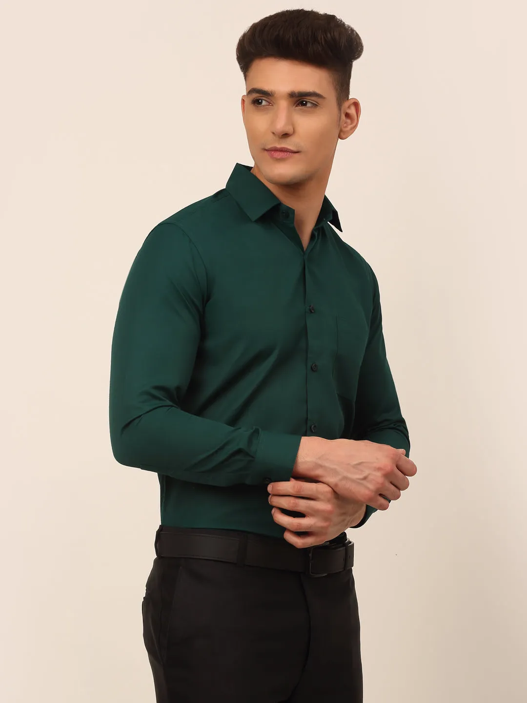 Men'S Green Formal Solid Shirts