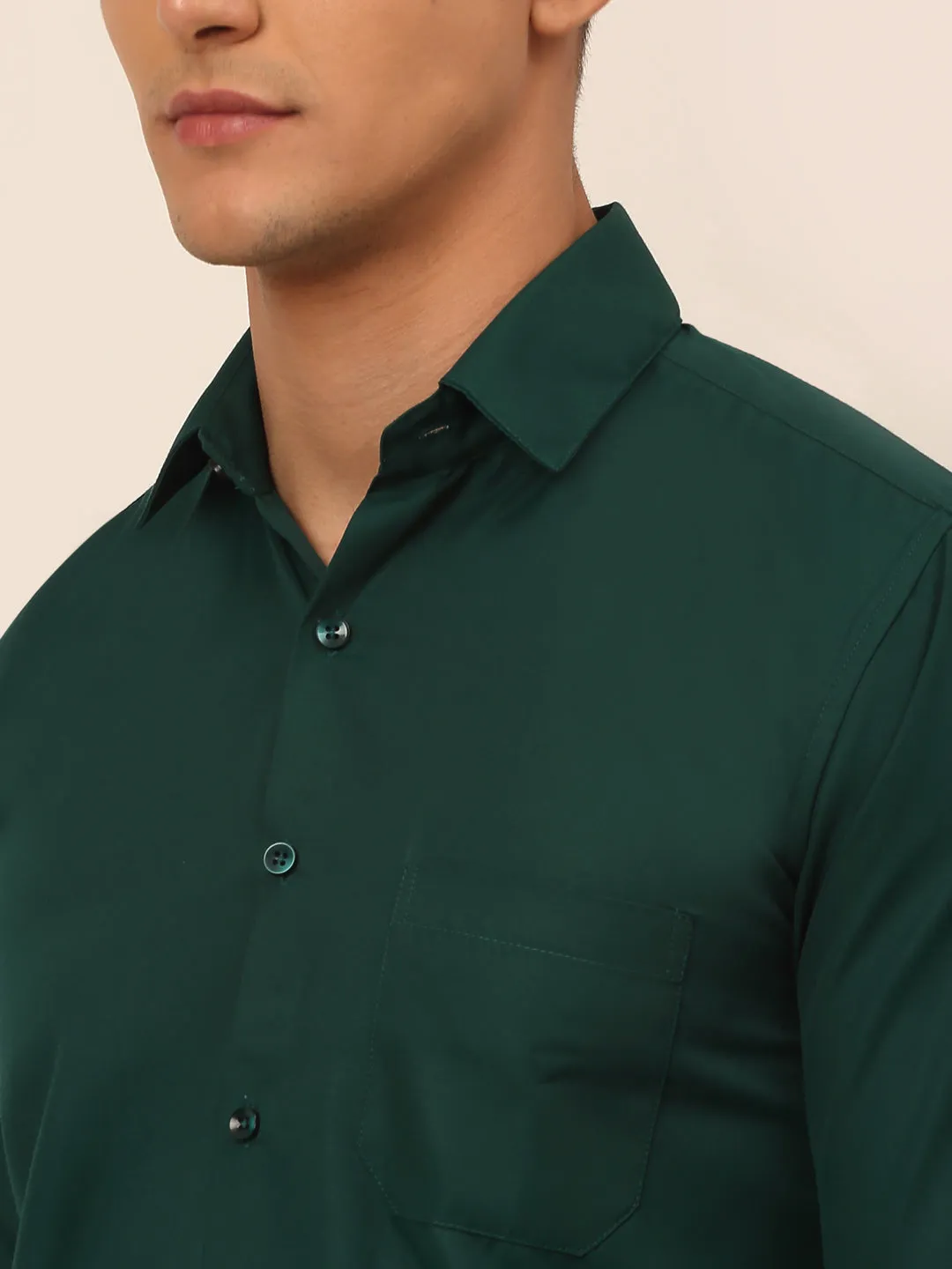 Men'S Green Formal Solid Shirts