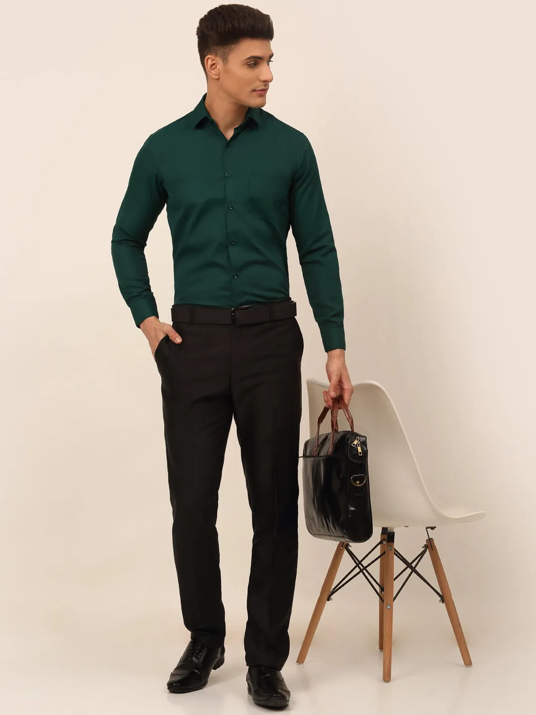 Men'S Green Formal Solid Shirts