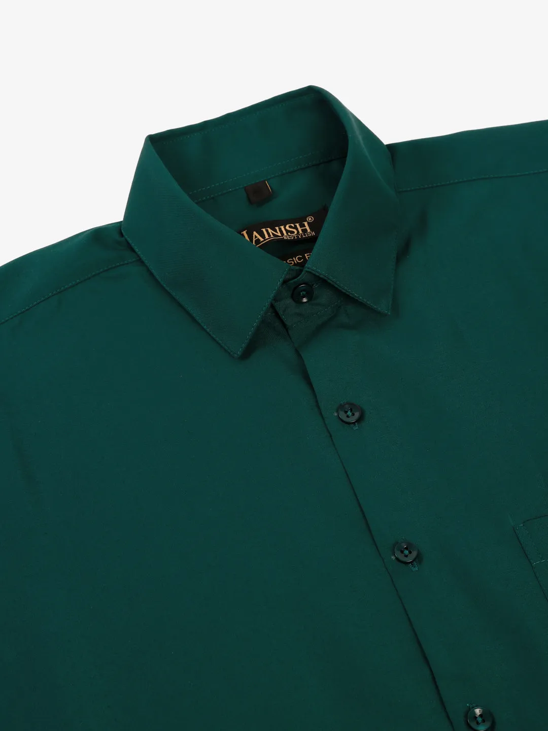 Men'S Green Formal Solid Shirts