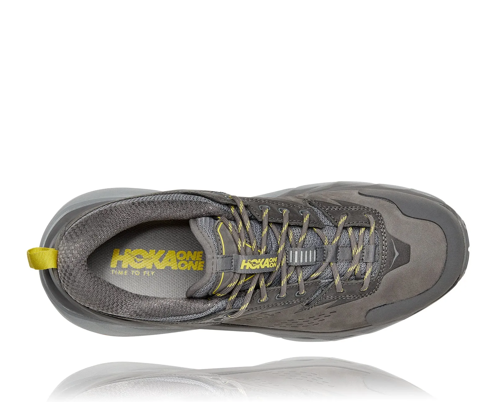 Men's Hoka One One Kaha Low GTX Color: Charcoal Grey/Green Sheen