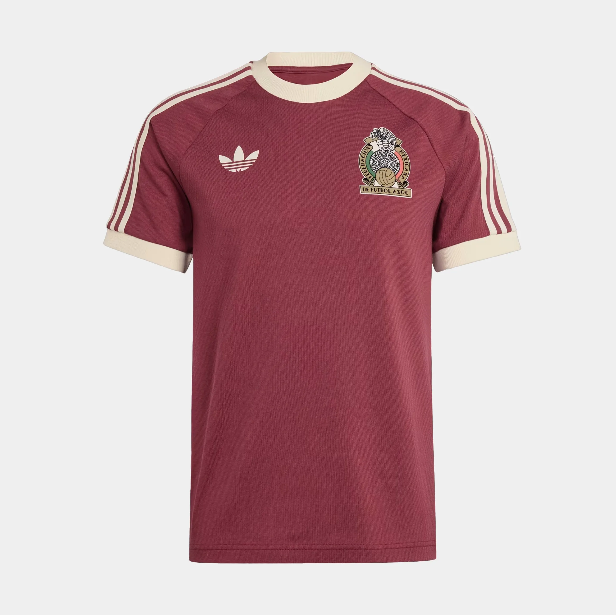 Mexico Adicolor 3 Stripes Mens Short Sleeve Shirt (Burgundy/White)