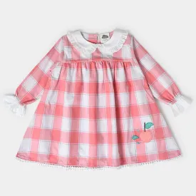 Misty Pink Woven Check Dress