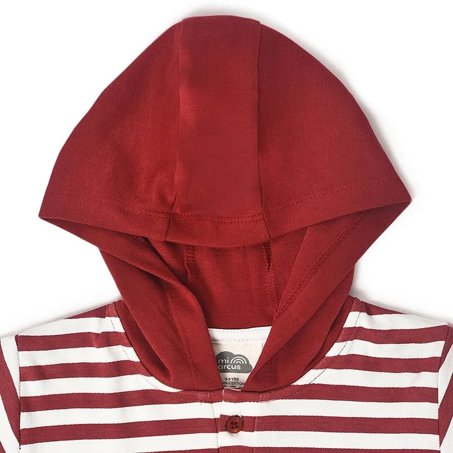 Misty Red  Hooded Polo T-Shirt