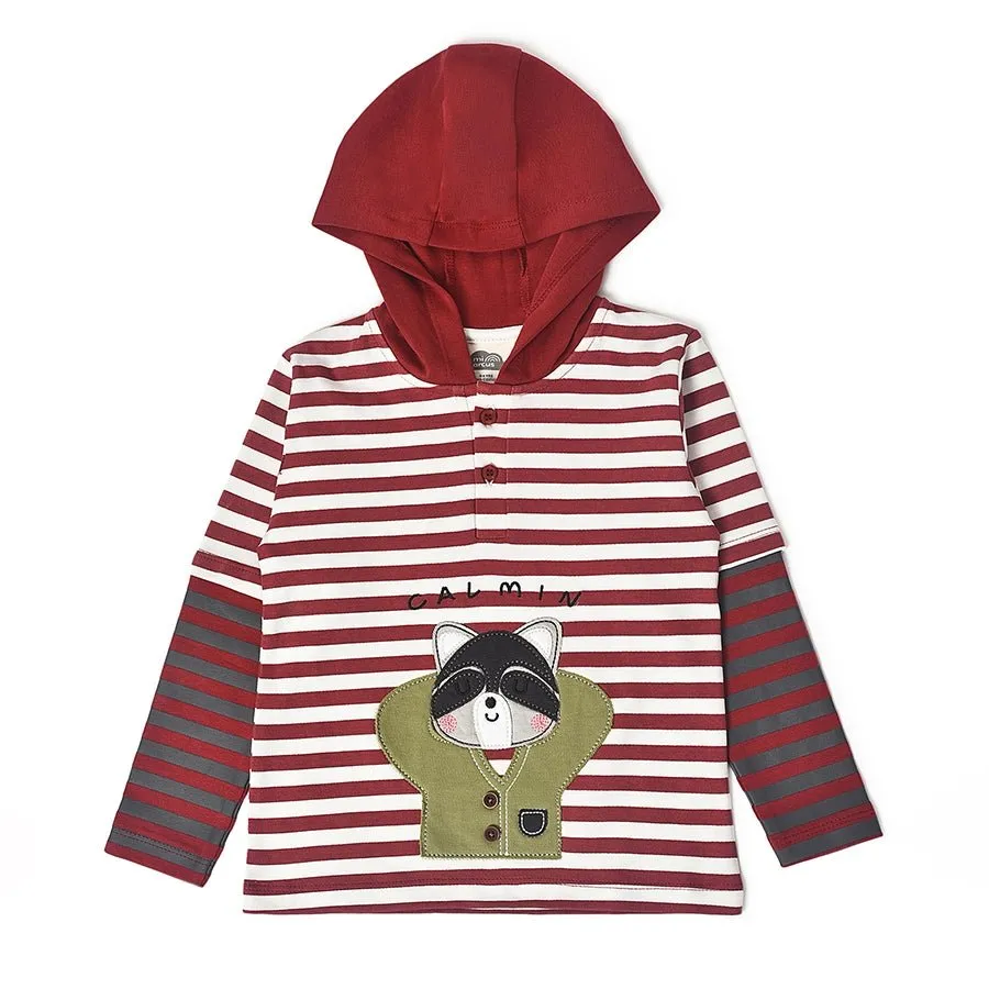 Misty Red  Hooded Polo T-Shirt