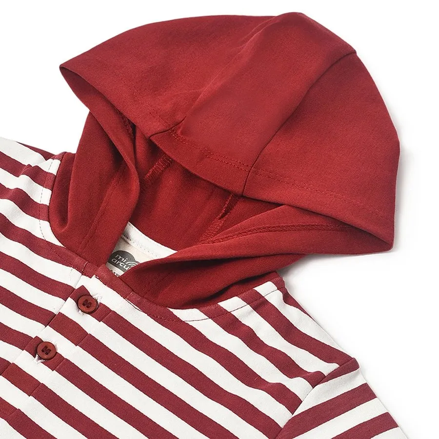 Misty Red  Hooded Polo T-Shirt