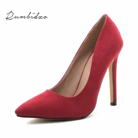 Rumbidzo Plus size Women Pumps 2017 Sexy High Heels Pointed Toe Party Shoes Woman Wedding Office Pumps Red Green Zapato Mujer