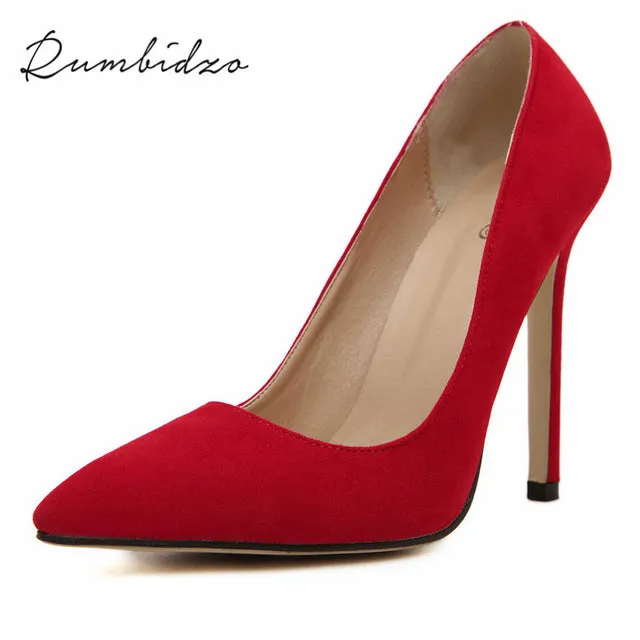 Rumbidzo Plus size Women Pumps 2017 Sexy High Heels Pointed Toe Party Shoes Woman Wedding Office Pumps Red Green Zapato Mujer