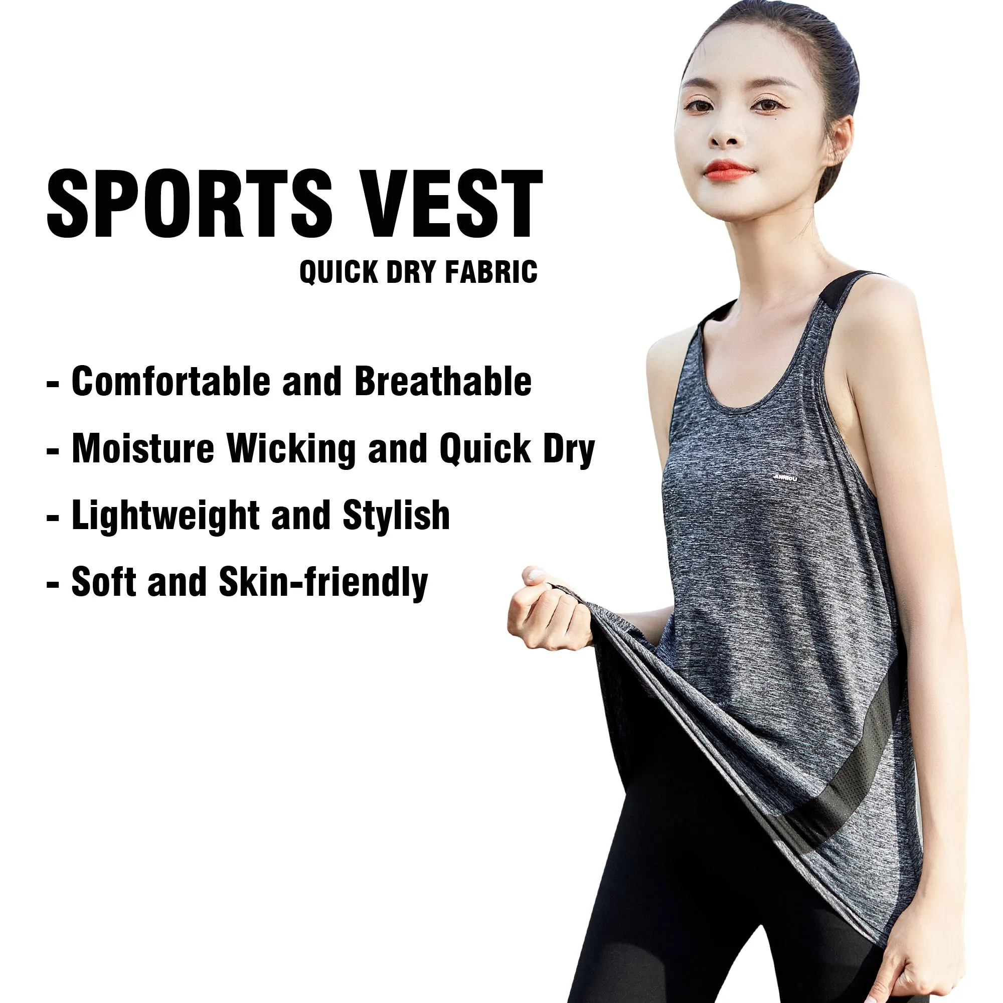 Sidiou Gruop Anniou Sleeveless Workout Tank Tops for Women Gym Athletic Breathable Running Tops Sun Protection Yoga Sport Vest