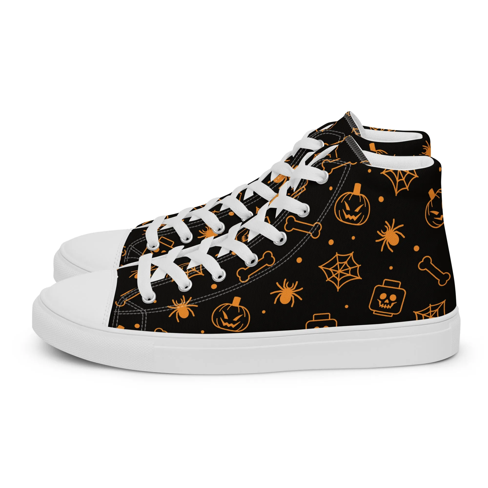 Skeletons Ghost Spiders Halloween Women’s high top canvas shoes