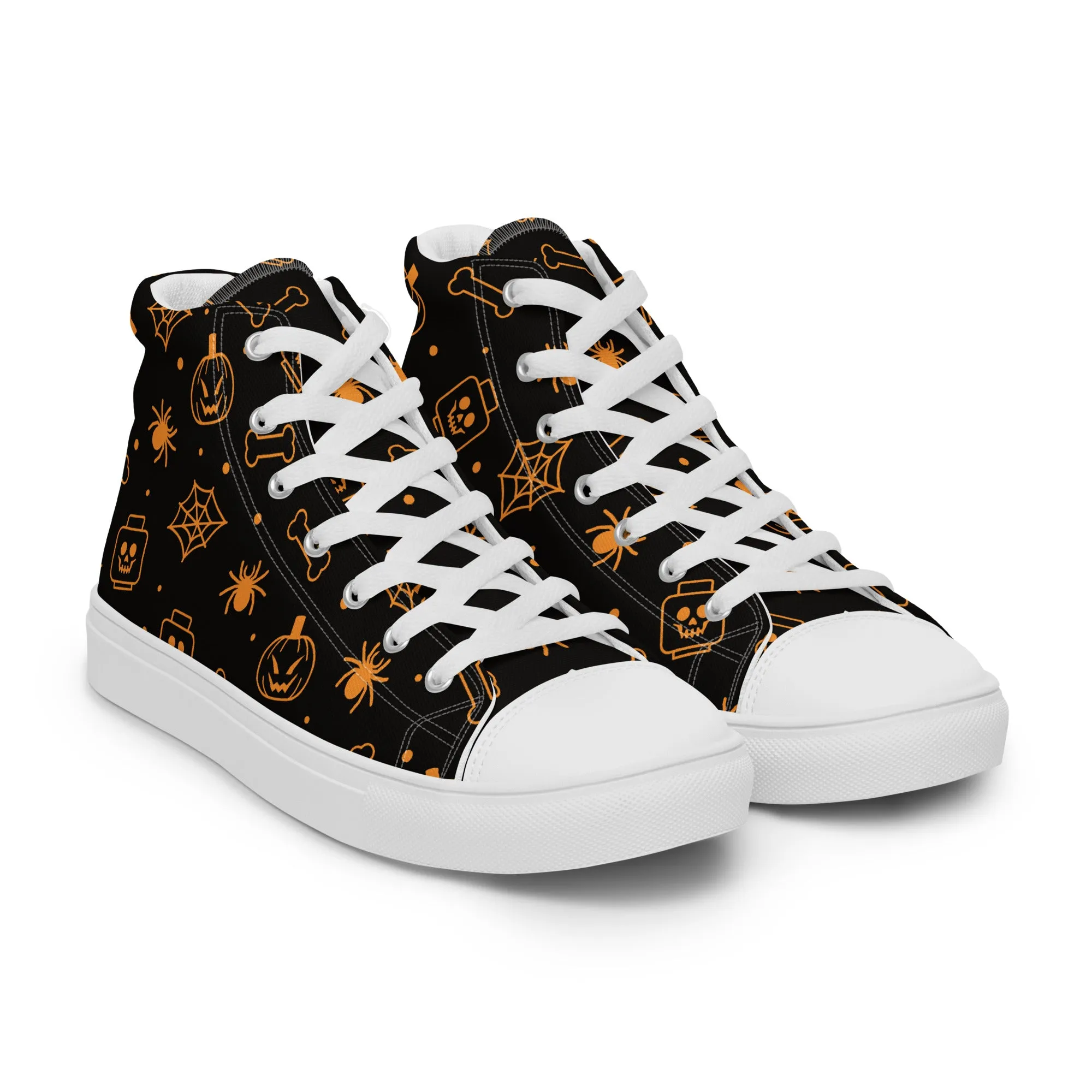 Skeletons Ghost Spiders Halloween Women’s high top canvas shoes