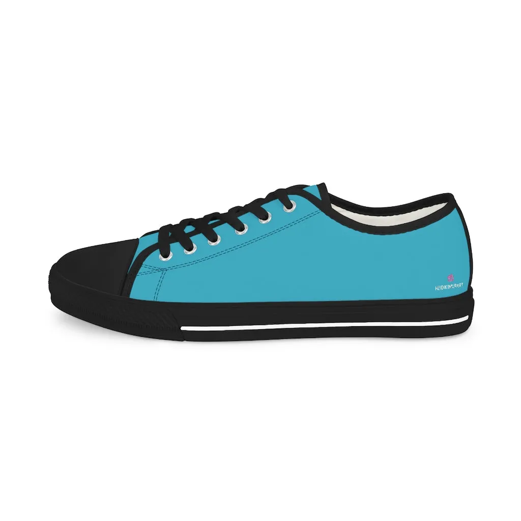 Sky Blue Low Tops, Men's Low Top Sneakers, Modern Must Have Essential Solid Color Tennis Shoes For Men