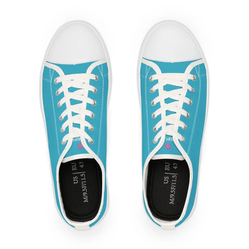 Sky Blue Low Tops, Men's Low Top Sneakers, Modern Must Have Essential Solid Color Tennis Shoes For Men