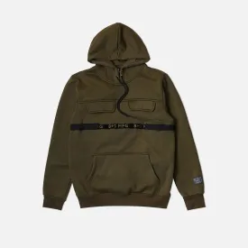 Strapped Up Slim Fleece Hoodie Olive