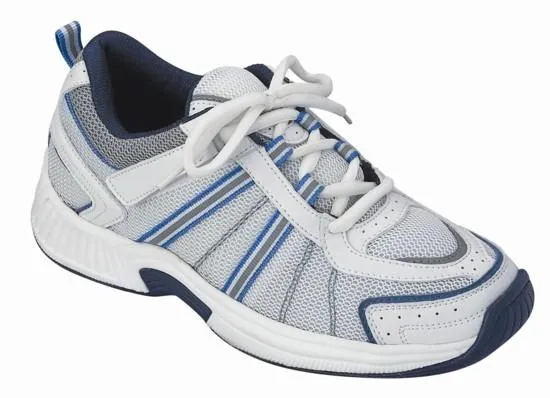 Tahoe women's Athletic - Tie-less Lace - Washable - Diabetic Shoes - White and Blue