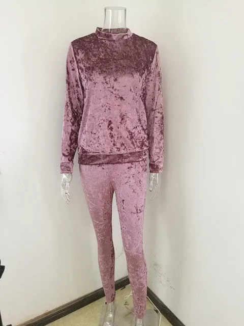 TANIAFA Velvet women set tracksuits high quality long sleeve tops long pants sporting suits female two piece set clothing