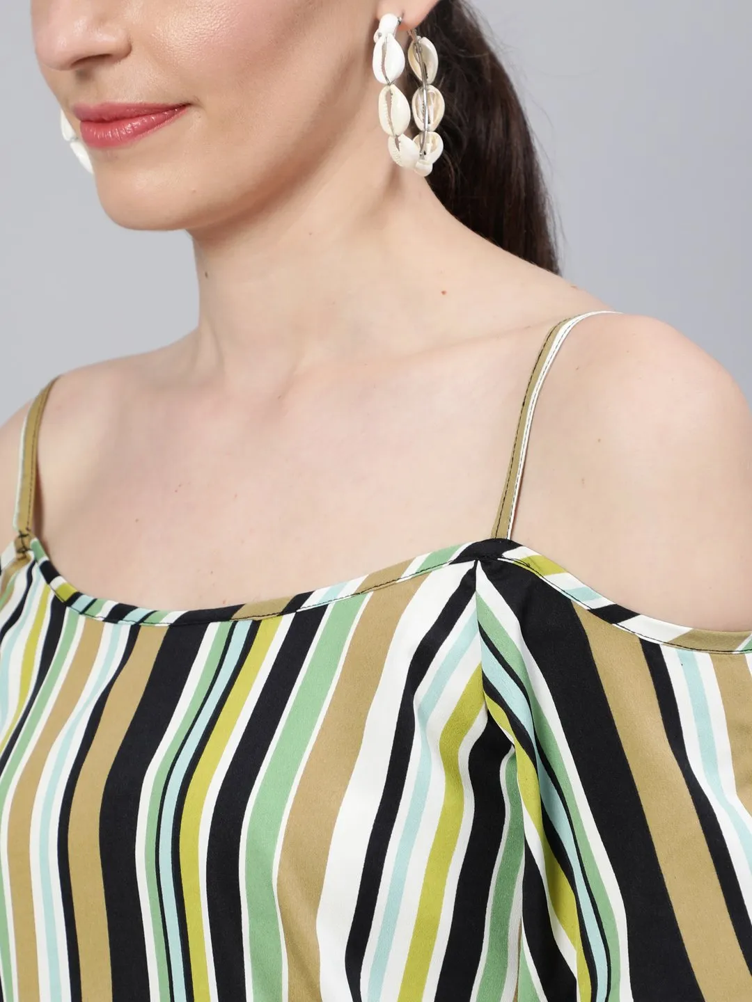 Women Multi Striped Off-Shoulder Top