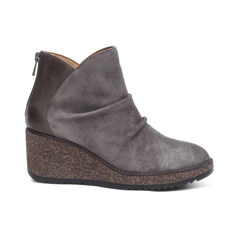 Women's Aetrex Kara Ankle Wedge Boot Color: Charcoal