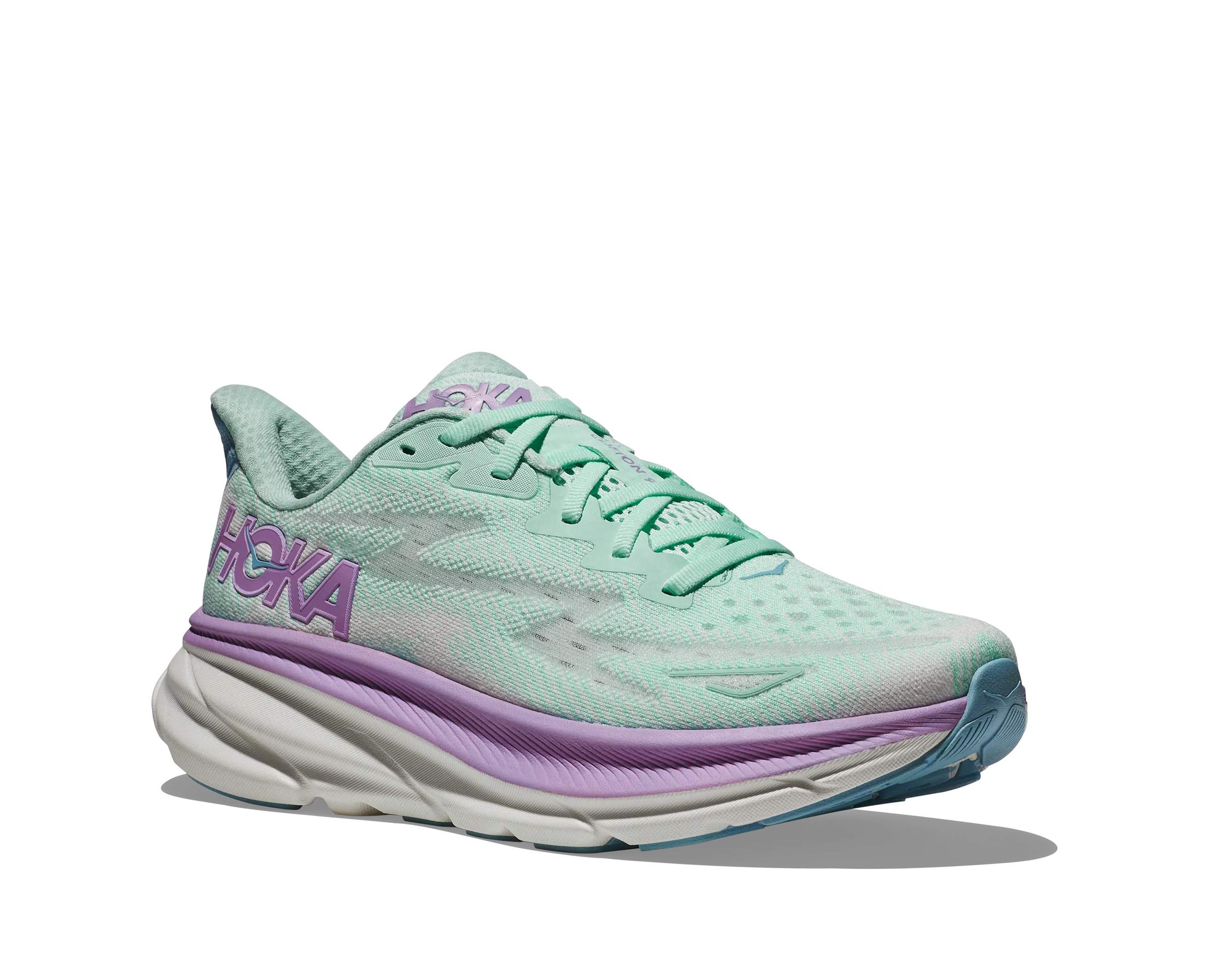 Women's Hoka Clifton 9 Color: Sunlit Ocean/Lilac Mist (WIDE WIDTH)