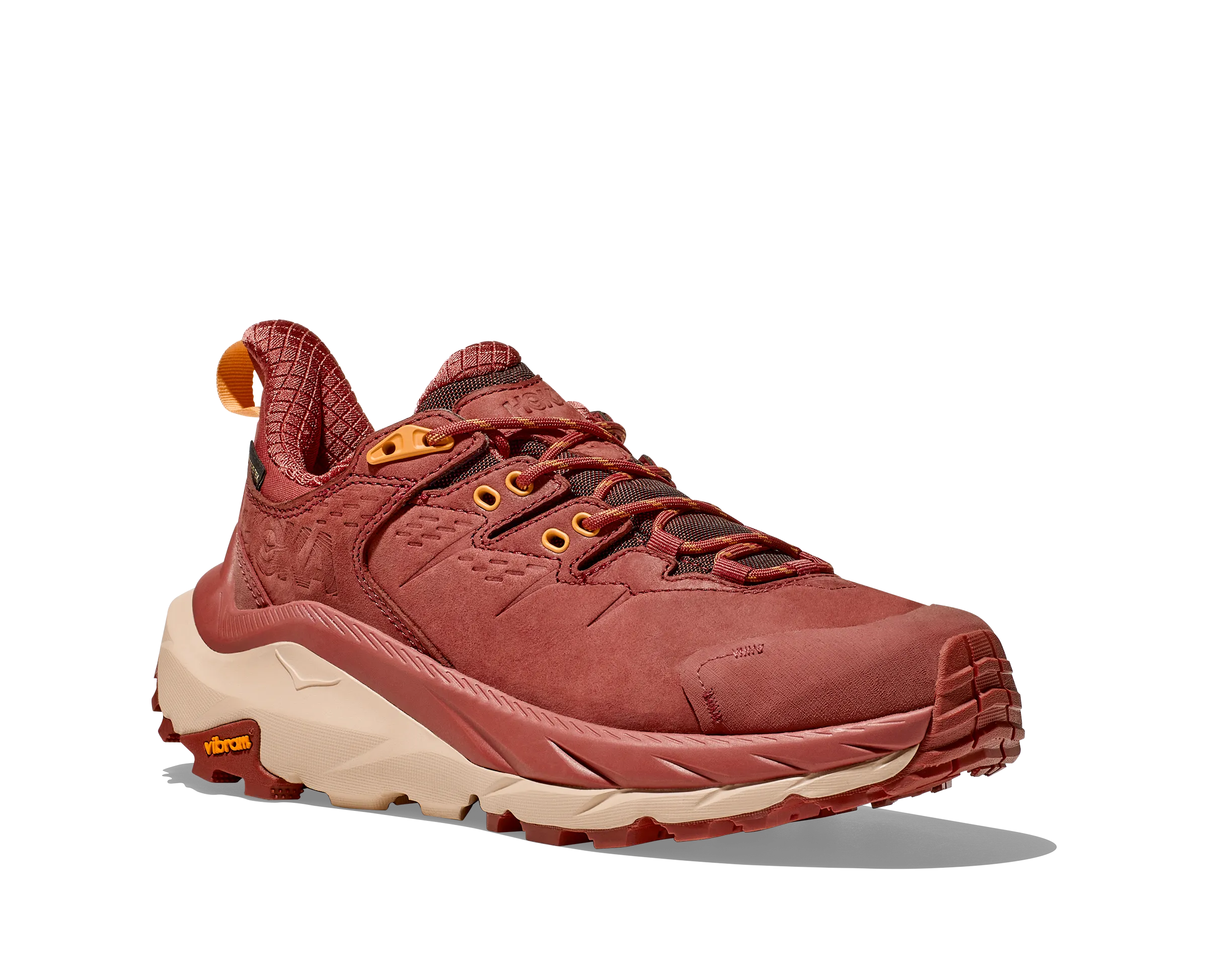 Women's Hoka Kaha 2 Low GTX Color: Hot Sauce / Shifting Sand