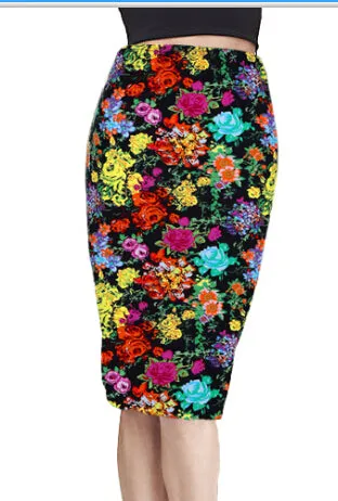 Yomsong New Fashion Wholesale Summer Women's Pencil Skirt  High Waist Floral Printing Midi Skirt  Saia Women  Casual Skirt 204